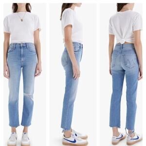Mother High Waisted Rider Straight Ankle Jean Kiss and Make up Women's Size 26